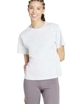Tricou cu decolteu lrotund si logo discret, Alb