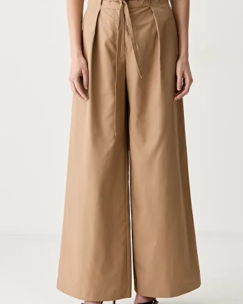 Karl Lagerfeld pantaloni wide leg pentru femei din bumbac