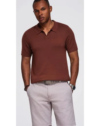 Tricou polo pentru barbati fara nasturi  OM-POSS-0159, Maro