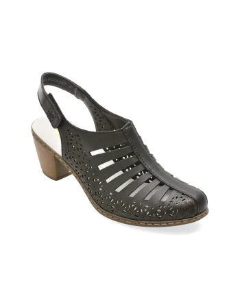Pantofi RIEKER negri, 40959, din piele naturala