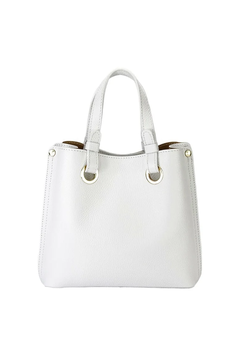 Geanta din piele naturala office/casual B-8916 129, Alb, 23x25x12
