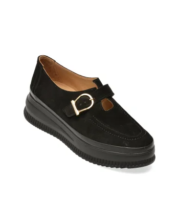 Pantofi IMAGE negri, 381147, din piele intoarsa