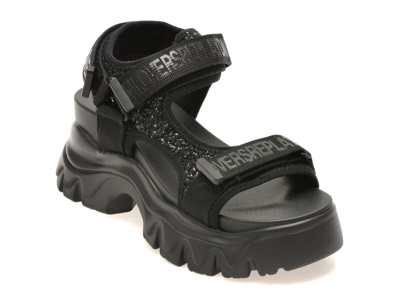 Sandale REPLAY negre, WSIS03S, din piele ecologica