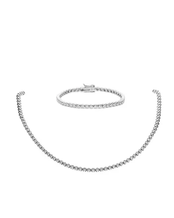 Set Bijuterii Tennis Din Argint Rodiat 925 Si Cristale Zirconia, 18 CM/40 CM