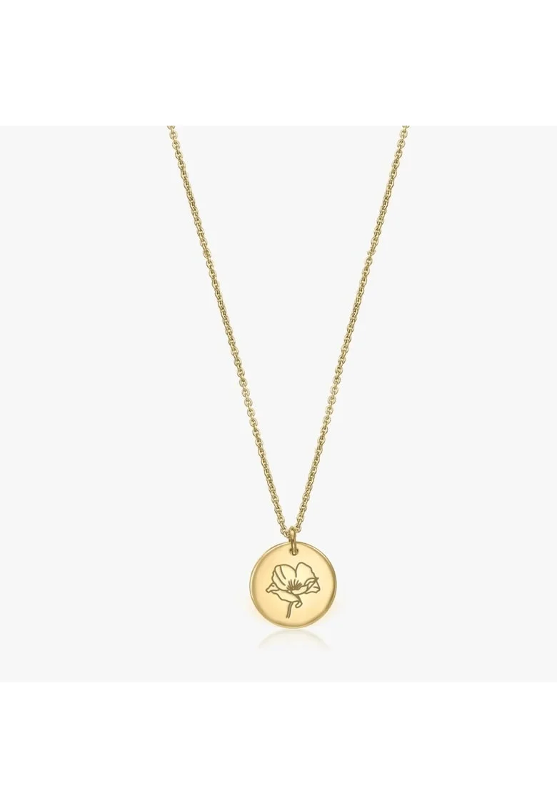 Colier din argint Birth Flower Golden - August Poppy