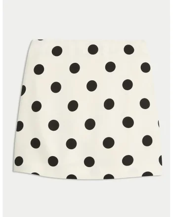 Fusta mini cu buline, Alb/Negru