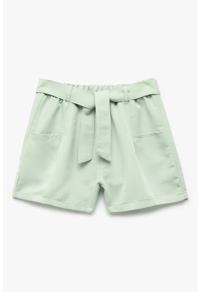 Pantaloni scurti din amestec de modal cu cordon in talie, Verde deschis