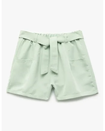 Pantaloni scurti din amestec de modal cu cordon in talie, Verde deschis