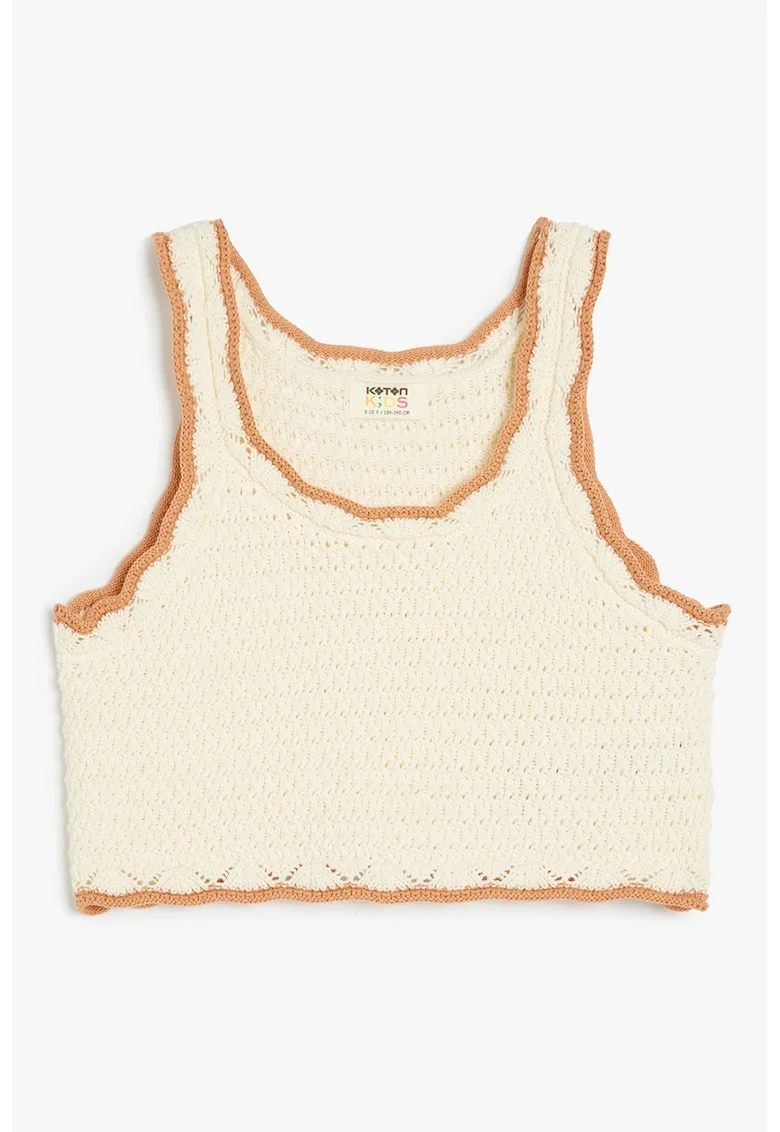 Vesta crosetata cu terminatie contrastanta, Caramel/Crem