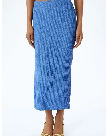 Fusta maxi cu talie inalta, Albastru pastel
