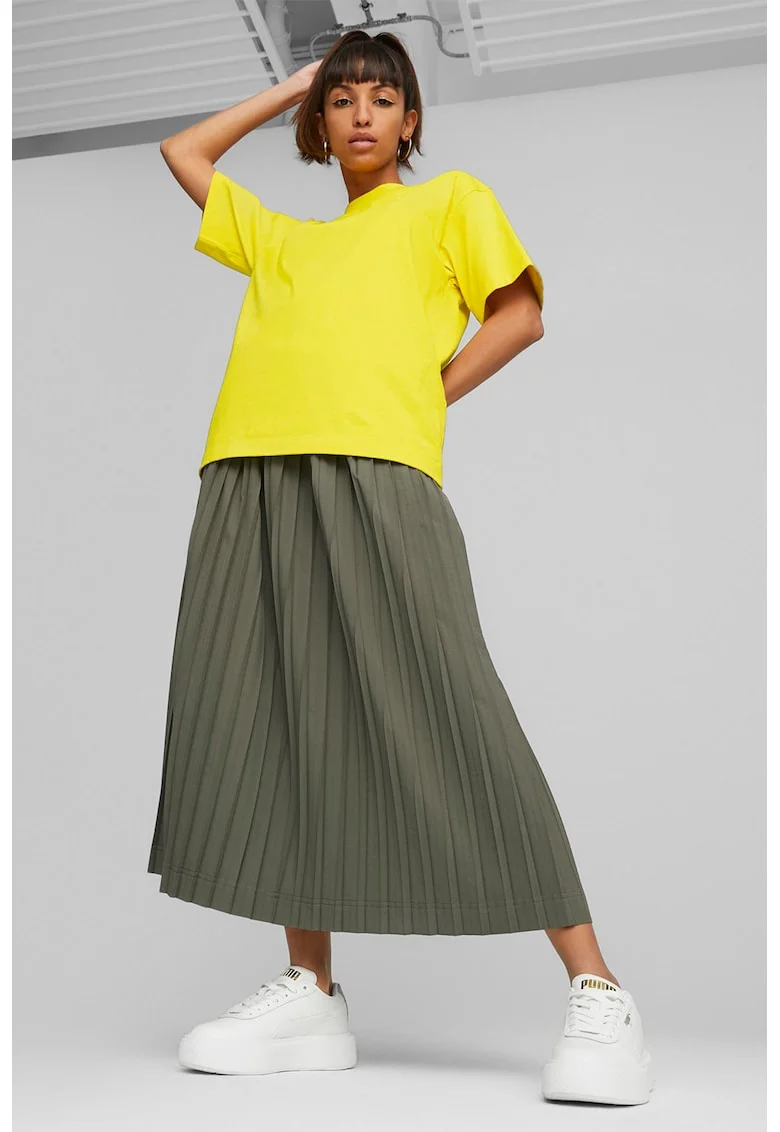Fusta midi plisata SUNPŌ, Kaki