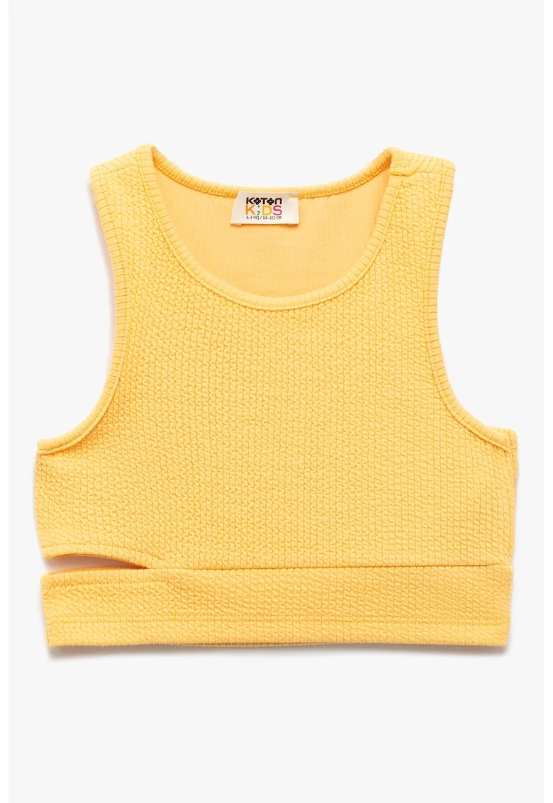 Top crop cu decupaj, Galben sofran