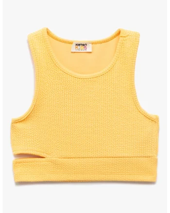 Top crop cu decupaj, Galben sofran