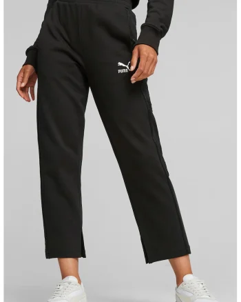 Pantaloni sport crop cu talie inalta T7, Negru
