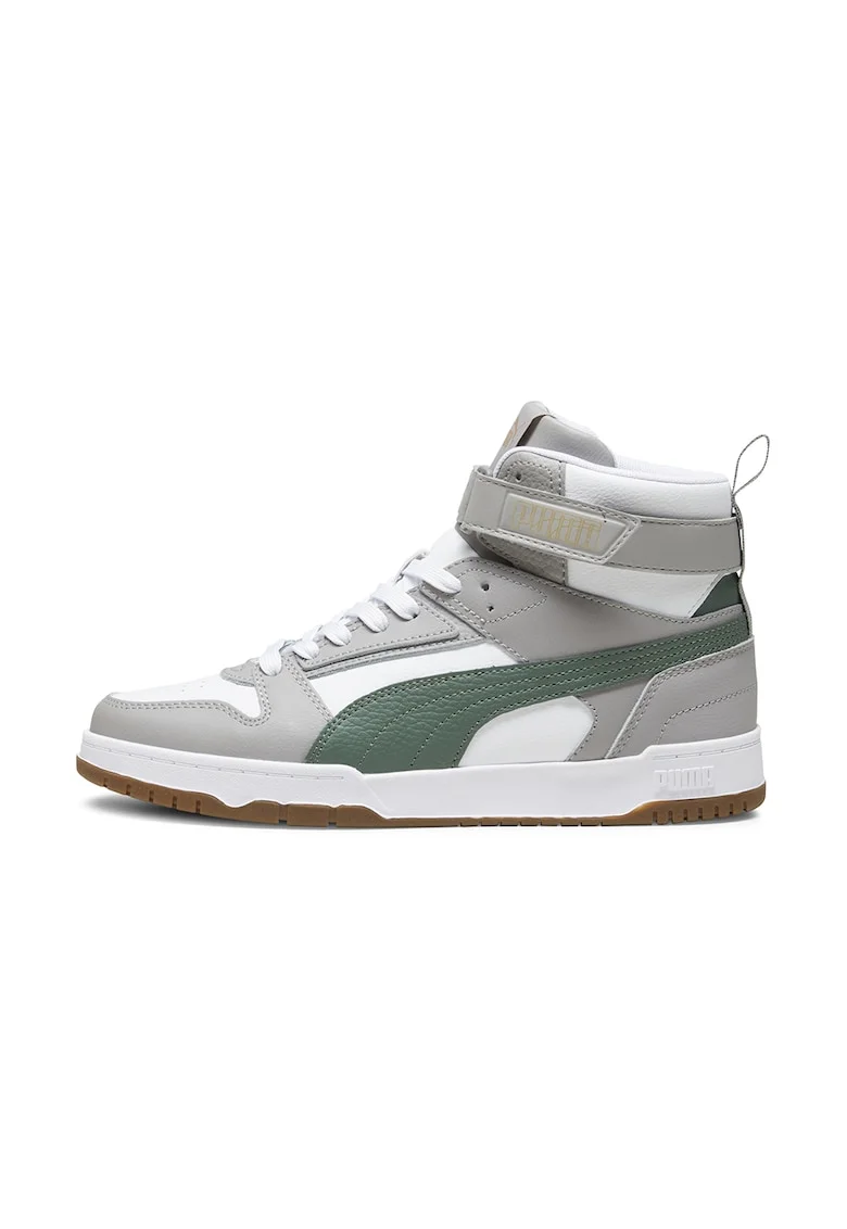 Pantofi sport high-top unisex cu insertii din piele RBD Game, Alb/Gri