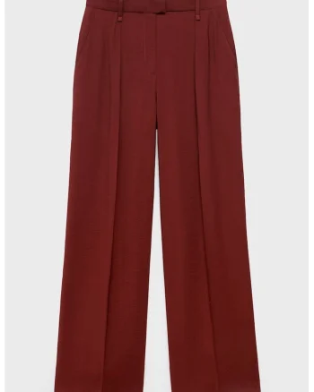 Pantaloni relaxed fit cu pensa frontala, Visiniu