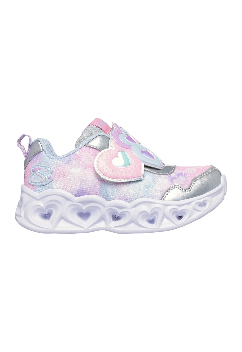 Pantofi sport cu LED-uri si aspect stralucitor, Albastru pastel/Roz pastel/Argintiu