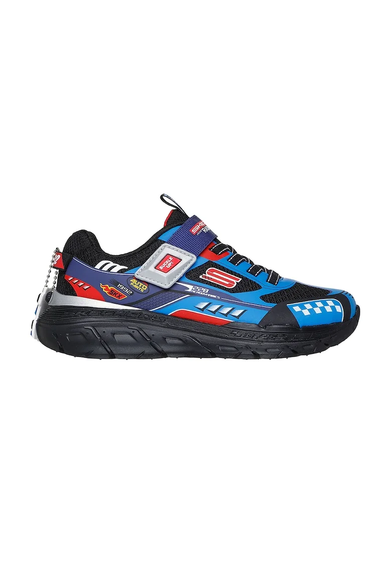 Pantofi sport cu velcro Skech Tracks, Negru/Albastru