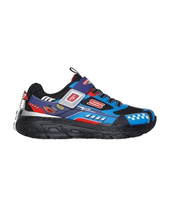 Pantofi sport cu velcro Skech Tracks, Negru/Albastru