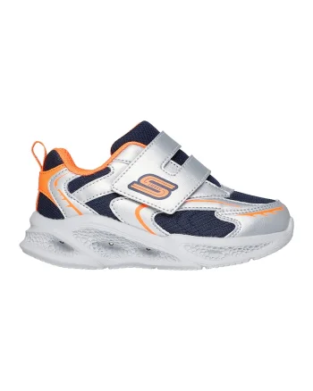Pantofi sport cu inchidere velcro Meteor Lights Glow, Portocaliu/Argintiu