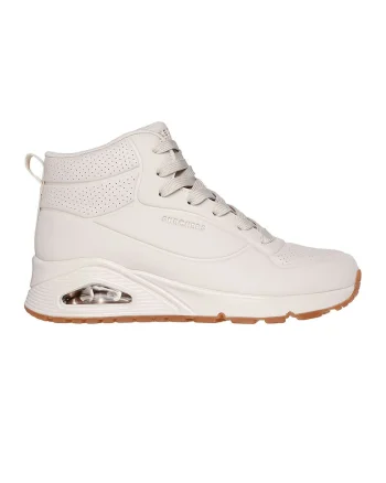 Pantofi sport inalti de piele ecologica, Alb murdar