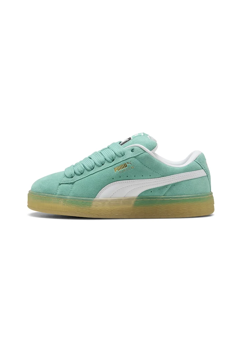 Pantofi sport XL Jasmine din piele intoarsa cu sireturi de rezerva, Alb/Albastru aquamarin