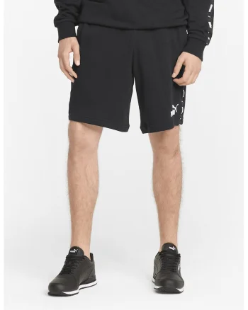 Bermude cu benzi laterale cu logo Essentials, Negru