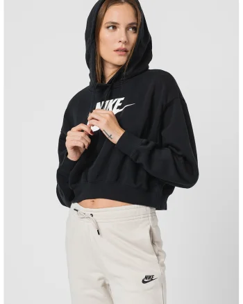 Hanorac crop supradimensionat cu imprimeu logo, Alb/Negru