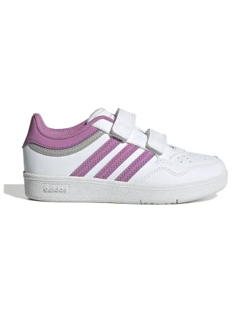 adidas Performance, Pantofi sport din piele ecologica cu velcri Hoops 4.0, Alb/Violet