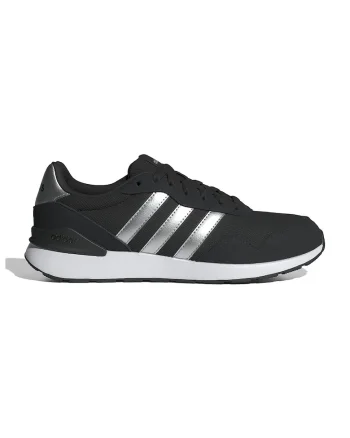 Pantofi sport Run 60s cu insertii de piele intoarsa, Negru/Argintiu