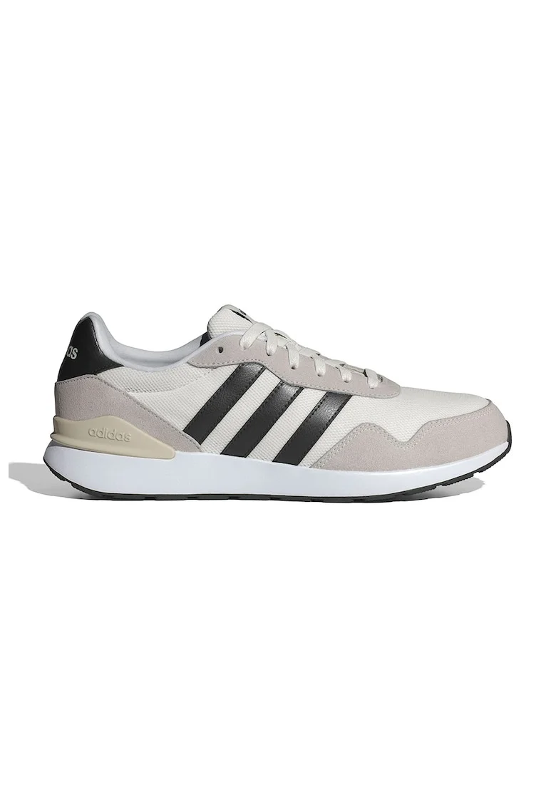 Pantofi sport Run 60s 4.0 cu insertii de piele intoarsa, Alb fildes/Negru