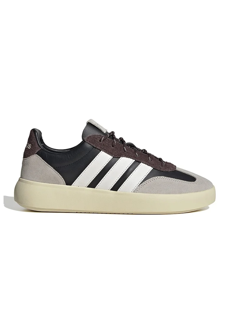 Pantofi sport de piele si piele intoarsa cu logo contrastant Barreda Decode, Alb/Negru