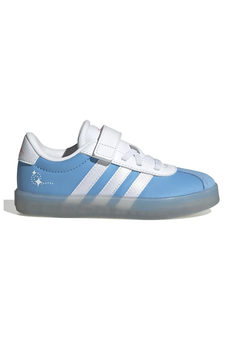 Pantofi sport din piele ecologica cu garnitura din piele intoarsa VL Court 3.0, Alb/Albastru