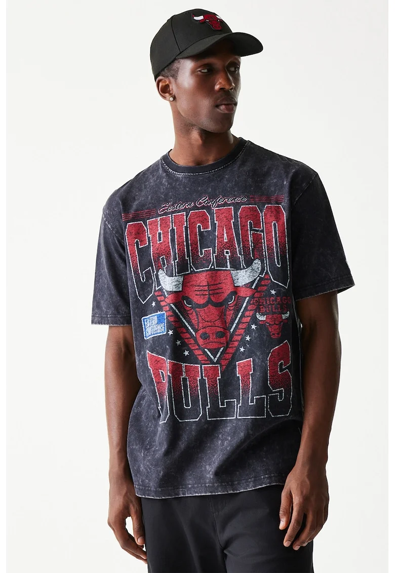 Tricou din bumbac Chicago Bulls NBA, Rosu/Alb/Negru melange