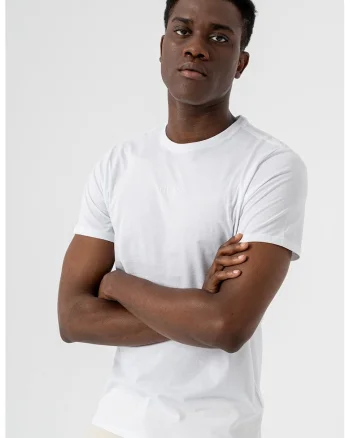 Tricou din bumbac cu decolteu la baza gatului, Alb optic