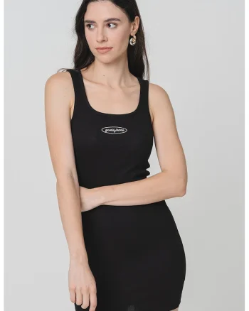 Rochie cambrata cu decolteu la baza gatului, Negru/Alb optic