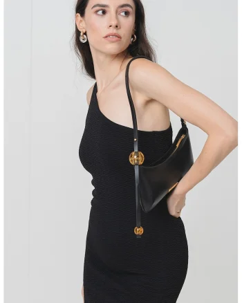 Rochie scurta cu decolteu pe un umar, Negru