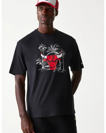 Tricou cu imprimeu grafic si decolteu la baza gatului, Rosu/Negru/Alb murdar