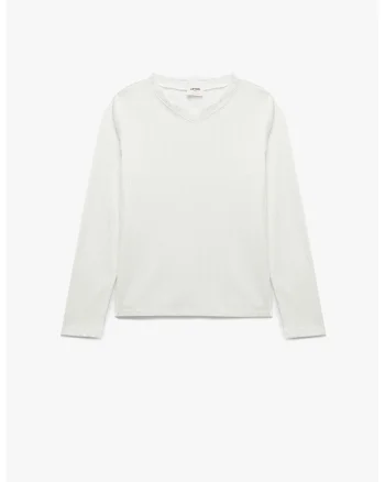 Bluza uni cu decolteu in V, Alb