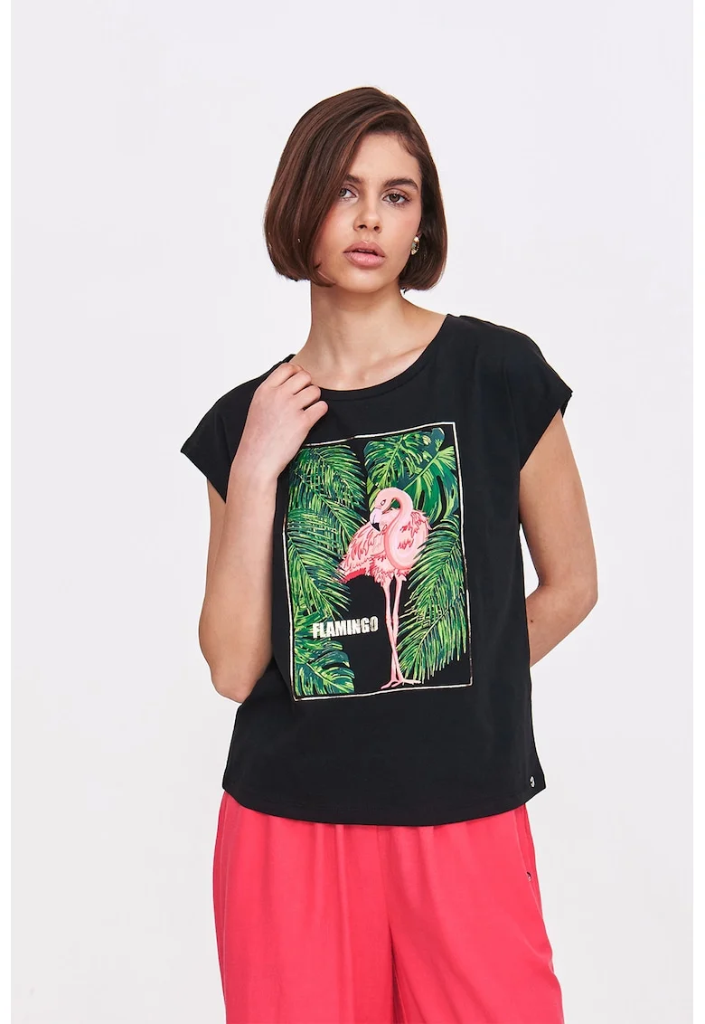 Tricou cu decolteu rotund, Negru