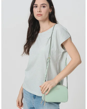 Tricou lejer din bumbac Lesley, Alb murdar/Verde menta