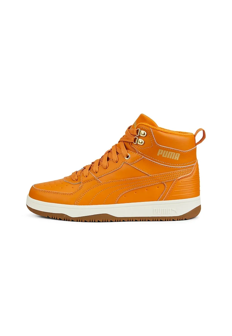 Pantofi sport mid-high de piele si piele ecologica Rebound Rugged, Portocaliu