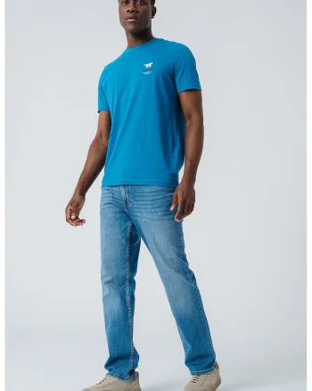 Tricou cu decolteu la baza gatului Austin, Albastru petrol