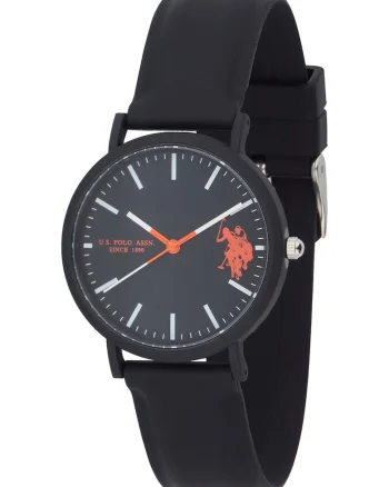 Ceas quartz unisex cu curea din silicon, Negru