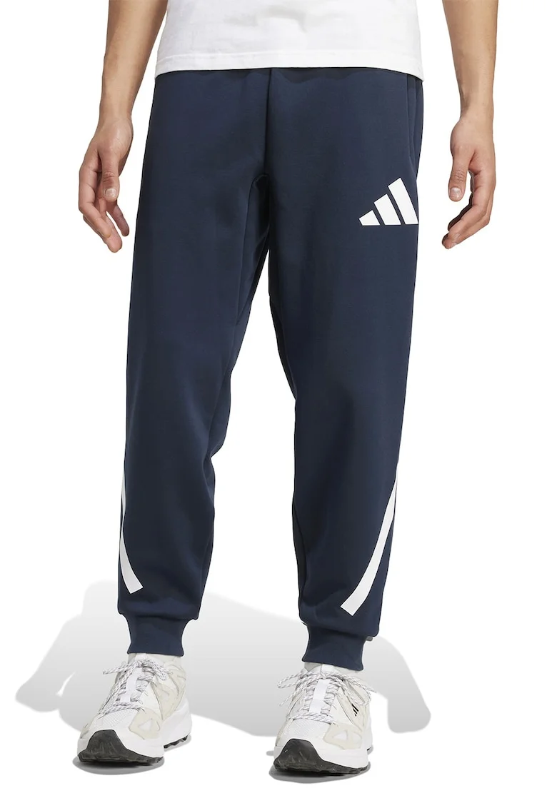 Pantaloni de trening relaxed fit cu snur Z.N.E., Alb/Albastru ultramarin
