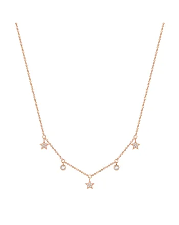 Colier placat cu aur de 14K, cu pandantive stele, Auriu rose