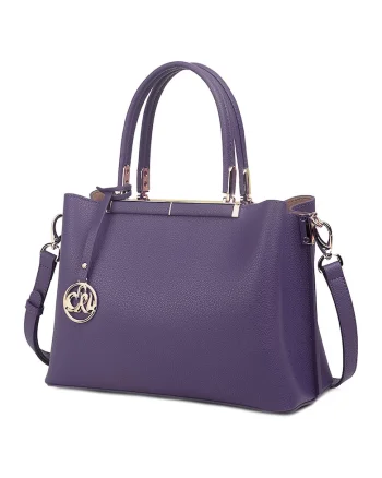 Geanta tote de piele cu bareta detasabila Olive, Violet prafuit