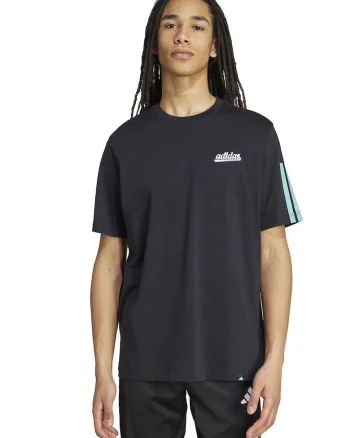 Tricou lejer cu imprimeu logo pe piept, Negru/Turcoaz