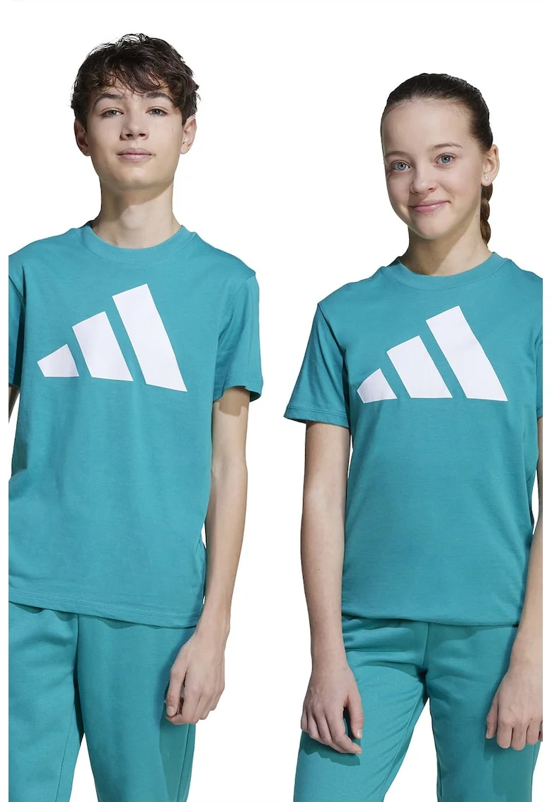 Tricou din bumbac cu imprimeu logo cauciucat, Verde persan