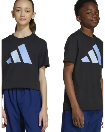 Tricou din bumbac cu imprimeu logo cauciucat, Negru/Albastru